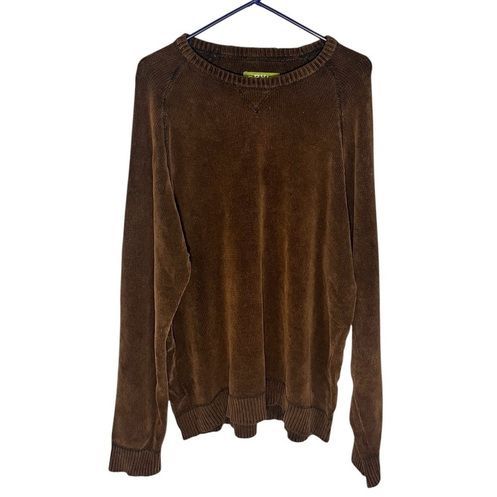Orvis Men's Ribbed Collar and Hem Brown Sweater XL Crew Neck